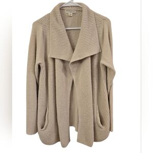 BAREFOOT DREAMS COZY CHIC LITE COASTAL CARDI WAFFLE KNIT OPEN FRONT CARDI .SZ LG